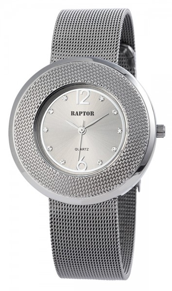 Raptor Damen - Uhr Edelstahl Armbanduhr Strass-Steine Analog Quarz RA10067