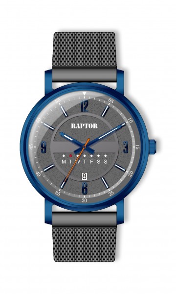 Raptor Herren Uhr Edelstahl Milanaiseband Datum Leuchtzeiger Analog Quarz RA20294