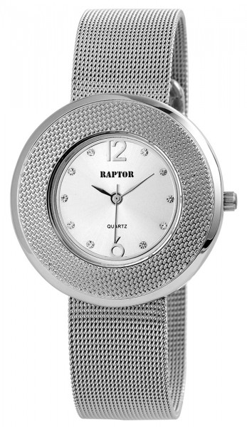 Raptor Damen - Uhr Edelstahl Armbanduhr Strass-Steine Analog Quarz RA10067