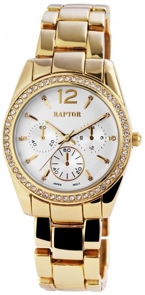 Raptor Damen - Uhr Metall Armbanduhr Strasssteine Analog Quarz RA10062