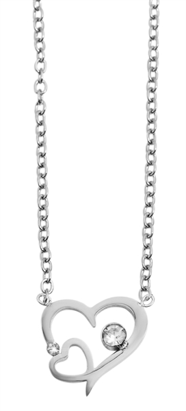Akzent Damen - Halskette Herz Anhänger Edelstahl Ankerkette 43+5cm 5010270